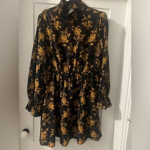 Cupshe Floral Black and Gold Dress